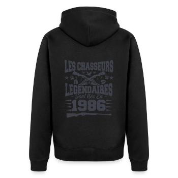 Chasseur légendaire nées en 1986 anniversaire - Veste à capuche bio Premium Unisexe - noir - Dos - Nico (187cm)