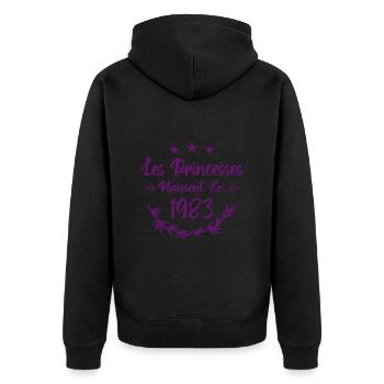Les princesses naissent en 1983 - Veste à capuche bio Premium Unisexe - noir - Dos - Nico (187cm)