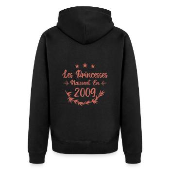 Les princesses naissent en 2009 - Veste à capuche bio Premium Unisexe - noir - Dos - Nico (187cm)