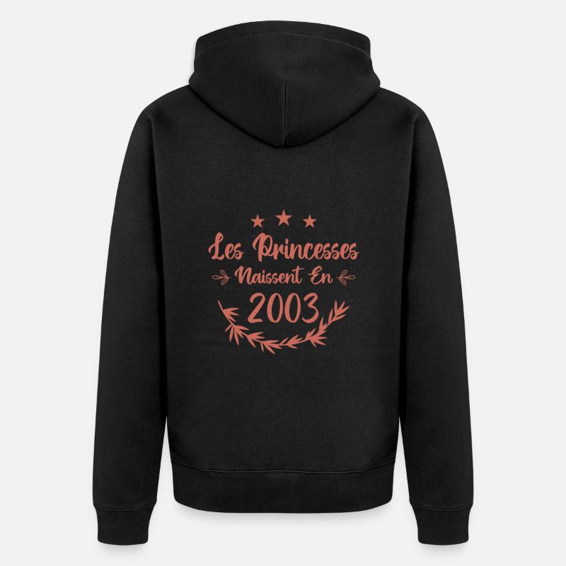 Les princesses naissent en 2003 - Veste à capuche bio Premium Unisexe - noir