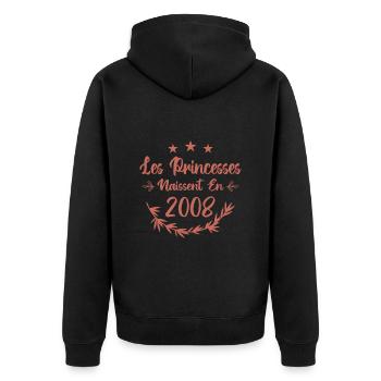 Les princesses naissent en 2008 - Veste à capuche bio Premium Unisexe - noir - Dos - Nico (187cm)