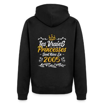 Les Vraies Princesses Sont Nées En 2005 - Veste à capuche bio Premium Unisexe - noir - Dos - Nico (187cm)