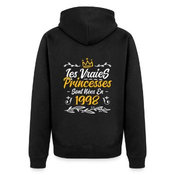 Les Vraies Princesses Sont Nées En 1998 - Veste à capuche bio Premium Unisexe - noir - Dos - Nico (187cm)