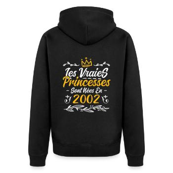 Les Vraies Princesses Sont Nées En 2002 - Veste à capuche bio Premium Unisexe - noir - Dos - Nico (187cm)
