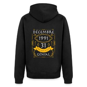 décembre, 31 Ans Que Je Suis Génial Anniversaire - Veste à capuche bio Premium Unisexe - noir - Dos - Nico (187cm)