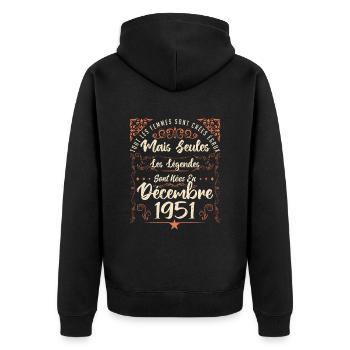 Légendes Sont Nées En Décembre 1951 édition limité - Veste à capuche bio Premium Unisexe - noir - Dos - Nico (187cm)
