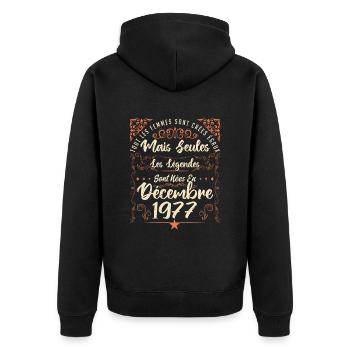 Légendes Sont Nées En Décembre 1977 édition limité - Veste à capuche bio Premium Unisexe - noir - Dos - Nico (187cm)