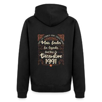 Légendes Sont Nées En Décembre 1991 édition limité - Veste à capuche bio Premium Unisexe - noir - Dos - Nico (187cm)