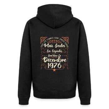 Légendes Sont Nées En Décembre 1976 édition limité - Veste à capuche bio Premium Unisexe - noir - Dos - Nico (187cm)
