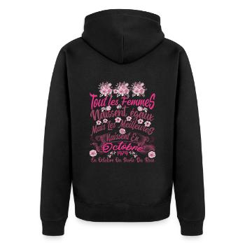 Anniversaire octobre 1979, octobre rose cadeau - Veste à capuche bio Premium Unisexe - noir - Dos - Nico (187cm)