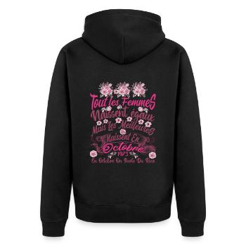 Anniversaire octobre 1973, octobre rose cadeau - Veste à capuche bio Premium Unisexe - noir - Dos - Nico (187cm)