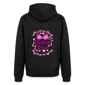 Octobre Rose | Lutte contre le cancer du sein - Veste à capuche bio Premium Unisexe - noir - Dos - Nico (187cm)