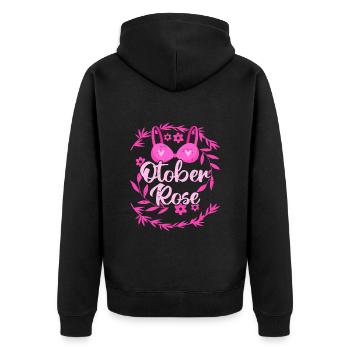 Octobre Rose | Lutte contre le cancer du sein - Veste à capuche bio Premium Unisexe - noir - Dos - Nico (187cm)