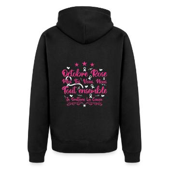 Octobre Rose , Tout Ensemble Je Soutiens La cause - Veste à capuche bio Premium Unisexe - noir - Dos - Nico (187cm)