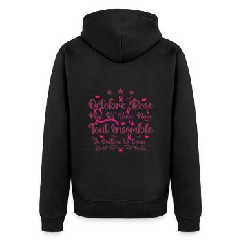 Octobre Rose , Tout Ensemble Je Soutiens La cause - Veste à capuche bio Premium Unisexe - noir - Dos - Nico (187cm)