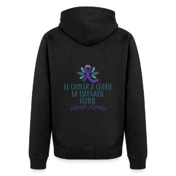 Le Cancer A Choisi La Mauvaise Femme, Octobre Rose - Veste à capuche bio Premium Unisexe - noir - Dos - Nico (187cm)