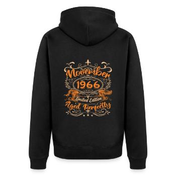 November 1966 Limitierte Auflage - Unisex Premium Bio Zip Hoodie - Schwarz - Hinten - Nico (187cm)