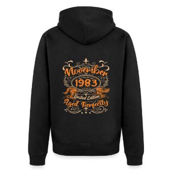 November 1983 Limited Edition - Unisex Premium Organic Zip Hoodie - black - Back - Nico (187cm)