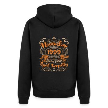 November 1999 Limited Edition - Unisex Premium Organic Zip Hoodie - black - Back - Nico (187cm)