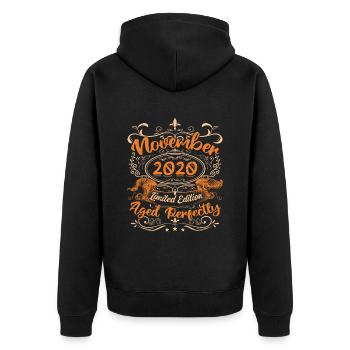 November 2020 Limitierte Auflage - Unisex Premium Bio Zip Hoodie - Schwarz - Hinten - Nico (187cm)