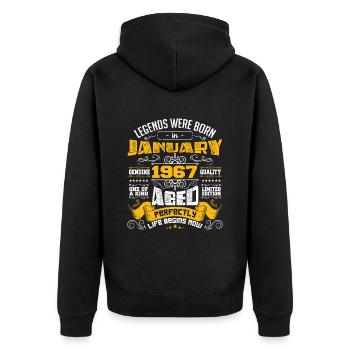 Legends wurde im Januar 1967 geboren - Unisex Premium Bio Zip Hoodie - Schwarz - Hinten - Nico (187cm)