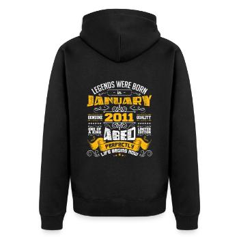 Legends wurden im Januar 2011 geboren - Unisex Premium Bio Zip Hoodie - Schwarz - Hinten - Nico (187cm)
