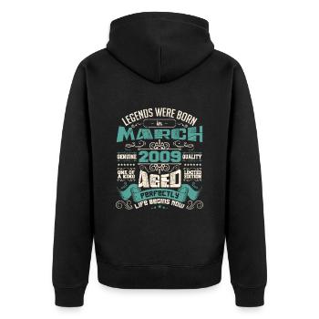 March 2009 | birthday gift - Unisex Premium Organic Zip Hoodie - black - Back - Nico (187cm)