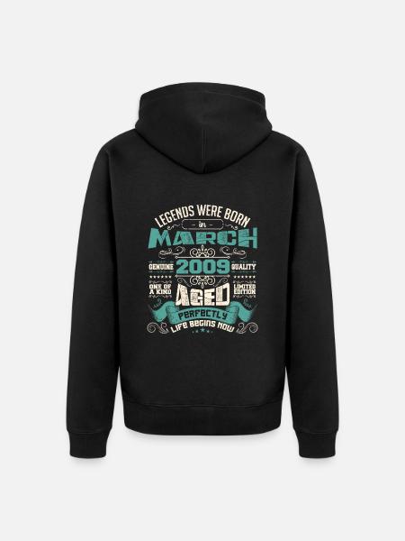March 2009 | birthday gift - Unisex Premium Organic Zip Hoodie - black