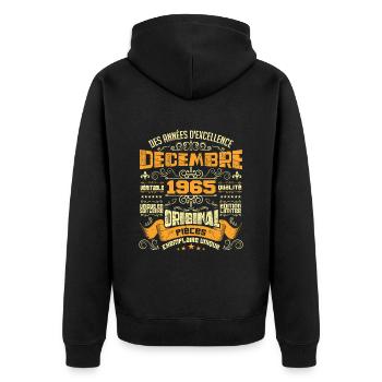 MILLÉSIME DÉCEMBRE 1965 ORIGINAL PIÈCES - Veste à capuche bio Premium Unisexe - noir - Dos - Nico (187cm)
