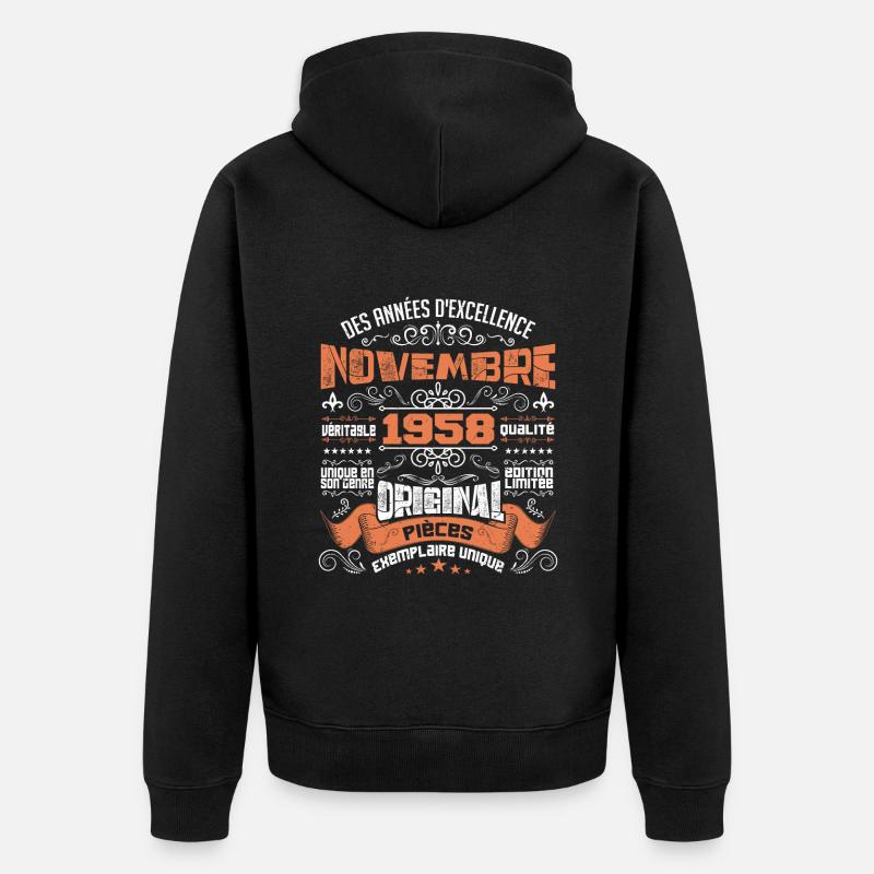 Novembre 1958 - Veste à capuche bio Premium Unisexe - noir