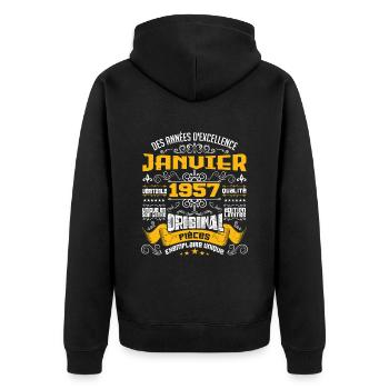 JANVIER 1957 | ORIGINAL PIÈCES - Veste à capuche bio Premium Unisexe - noir - Dos - Nico (187cm)