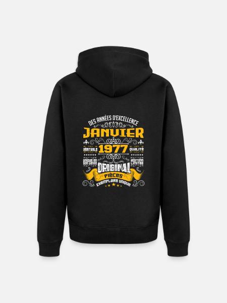 JANVIER 1977 | ORIGINAL PIÈCES - Veste à capuche bio Premium Unisexe - noir