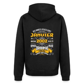 JANVIER 2002 | ORIGINAL PIÈCES - Veste à capuche bio Premium Unisexe - noir - Dos - Nico (187cm)