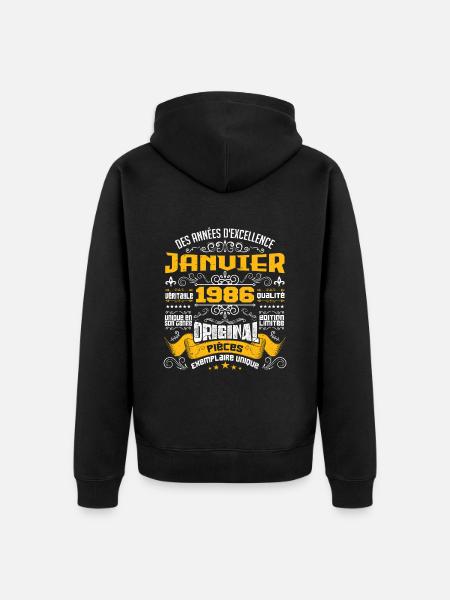 JANVIER 1986 | ORIGINAL PIÈCES - Veste à capuche bio Premium Unisexe - noir
