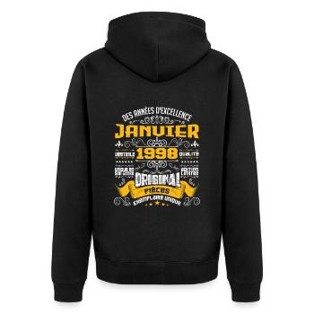 JANVIER 1998 | ORIGINAL PIÈCES - Veste à capuche bio Premium Unisexe - noir - Dos - Nico (187cm)