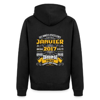 JANVIER 2017 | ORIGINAL PIÈCES - Veste à capuche bio Premium Unisexe - noir - Dos - Nico (187cm)
