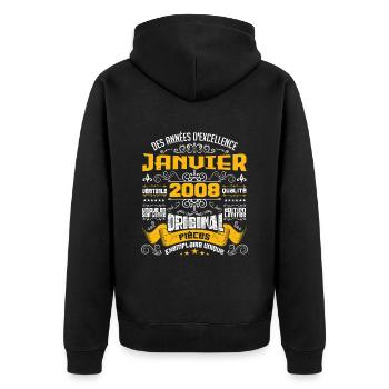 JANVIER 2008 | ORIGINAL PIÈCES - Veste à capuche bio Premium Unisexe - noir - Dos - Nico (187cm)