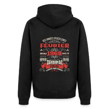 Février 1968 | Des Années D'excellence - Veste à capuche bio Premium Unisexe - noir - Dos - Nico (187cm)