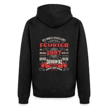 Février 1997 | Des Années D'excellence - Veste à capuche bio Premium Unisexe - noir - Dos - Nico (187cm)