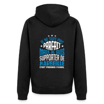 Cadeau Supporter de Marseille Foot - Veste à capuche bio Premium Unisexe - noir - Dos - Nico (187cm)