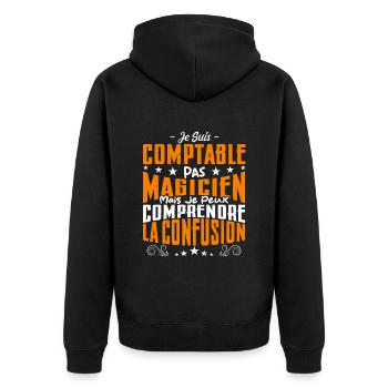 Je Suis Comptable Pas Magicien - Veste à capuche bio Premium Unisexe - noir - Dos - Nico (187cm)