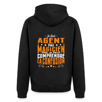Je Suis Agent Pas Magicien - Veste à capuche bio Premium Unisexe - noir - Dos - Nico (187cm)