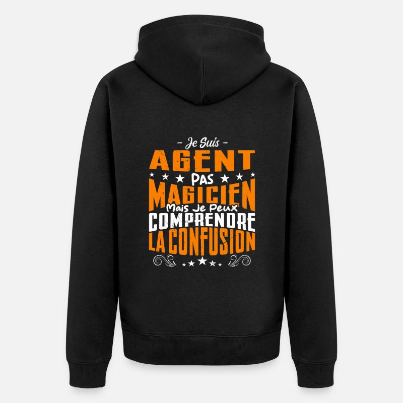 Je Suis Agent Pas Magicien - Veste à capuche bio Premium Unisexe - noir