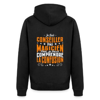 Je Suis Conseiller Pas Magicien - Veste à capuche bio Premium Unisexe - noir - Dos - Nico (187cm)