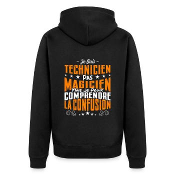 Je Suis Technicien Pas Magicien - Veste à capuche bio Premium Unisexe - noir - Dos - Nico (187cm)
