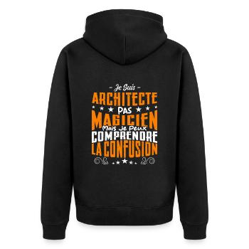 Je Suis Architecte Pas Magicien - Veste à capuche bio Premium Unisexe - noir - Dos - Nico (187cm)