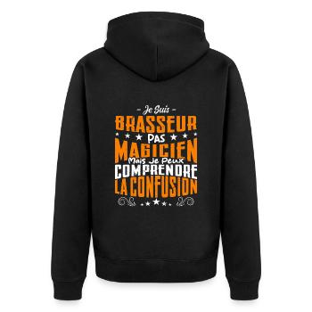Je Suis Brasseur Pas Magicien - Veste à capuche bio Premium Unisexe - noir - Dos - Nico (187cm)