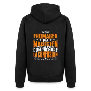 Je Suis Fromager Pas Magicien - Veste à capuche bio Premium Unisexe - noir - Dos - Nico (187cm)