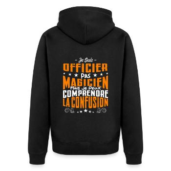 Je Suis Officier Pas Magicien - Veste à capuche bio Premium Unisexe - noir - Dos - Nico (187cm)