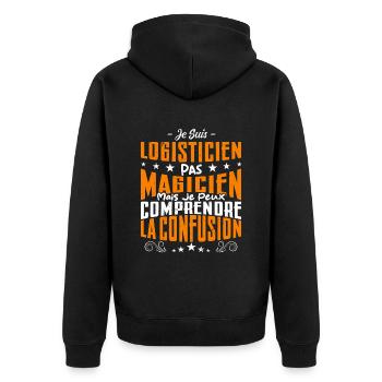 Je Suis Logisticien Pas Magicien - Veste à capuche bio Premium Unisexe - noir - Dos - Nico (187cm)